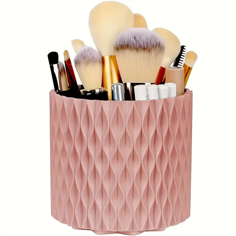 360° Rotating Makeup Organizer With Brush Holder