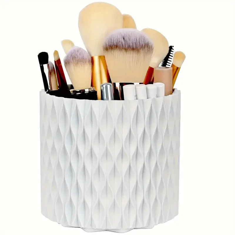 360° Rotating Makeup Organizer With Brush Holder