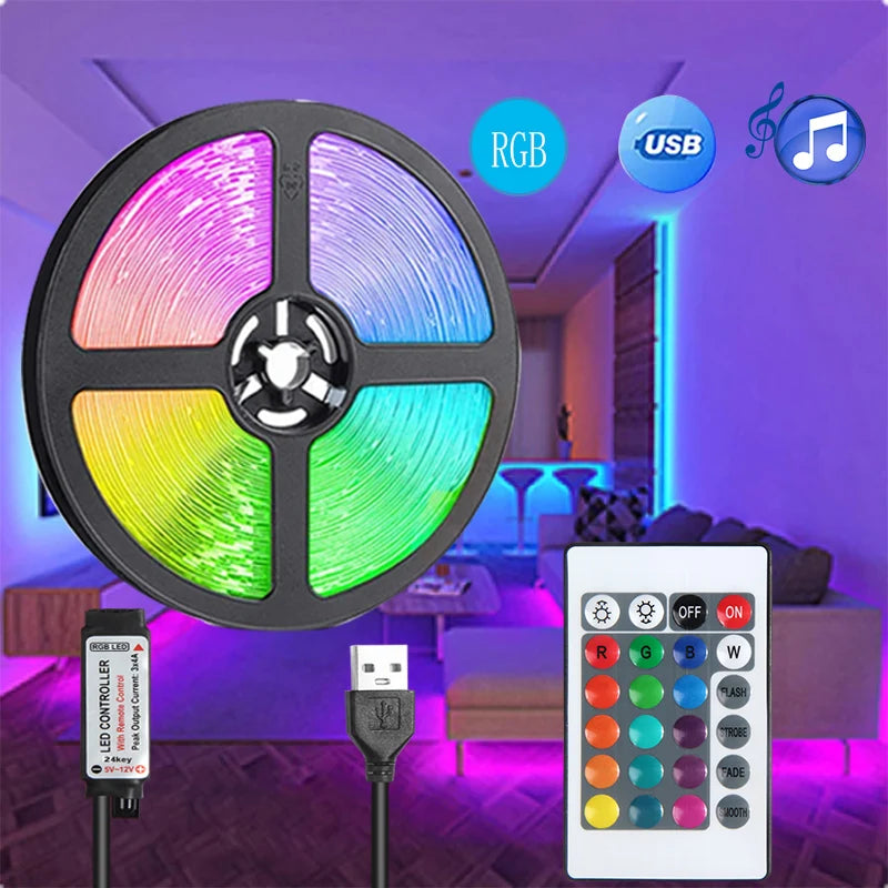 RGB USB LED Strip Lights With Remote Control