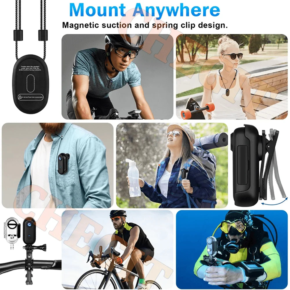 Portable Mini 4K Waterproof Action Camera With Magnetic Clip