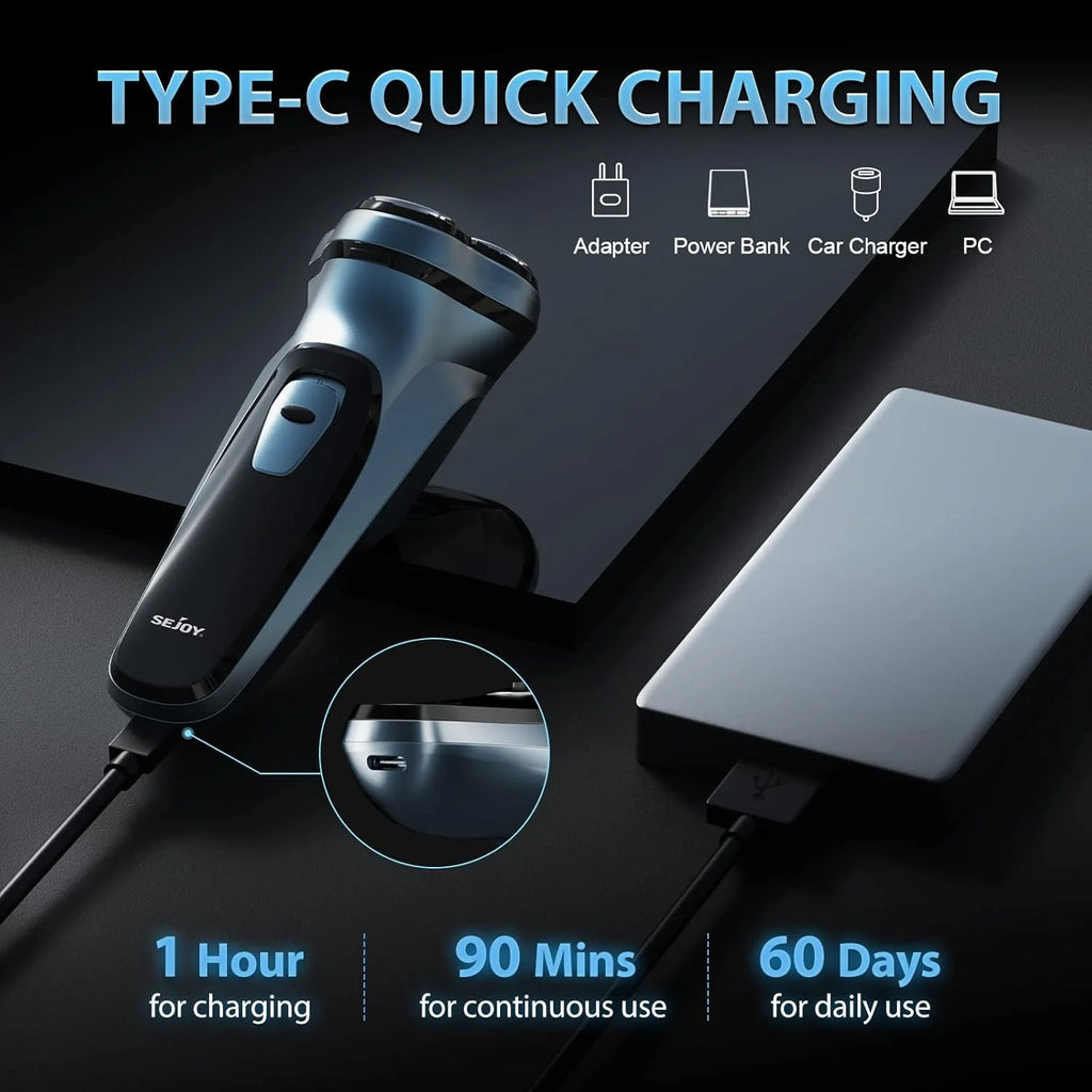 Men’s Electric Rotary Shaver With Trimmer And USB