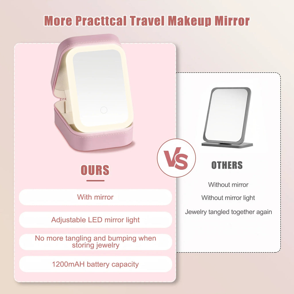 Portable Makeup Organizer Bag With LED Mirror
