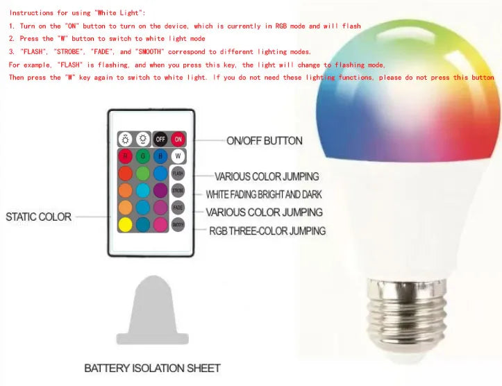 16 Color RGB LED Bulb With Remote Control