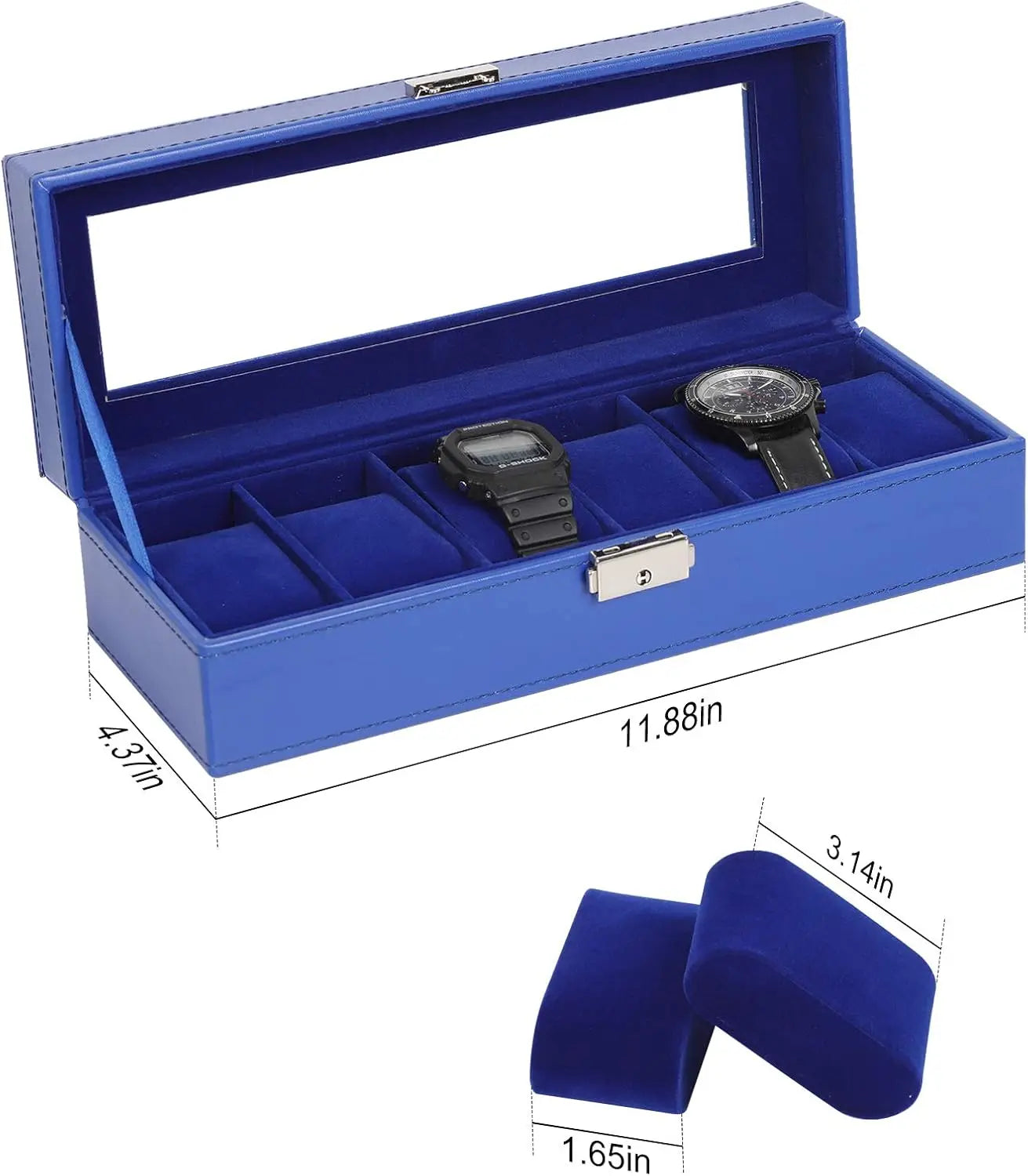 20 Slot Wooden Watch Storage Box With Glass Lid